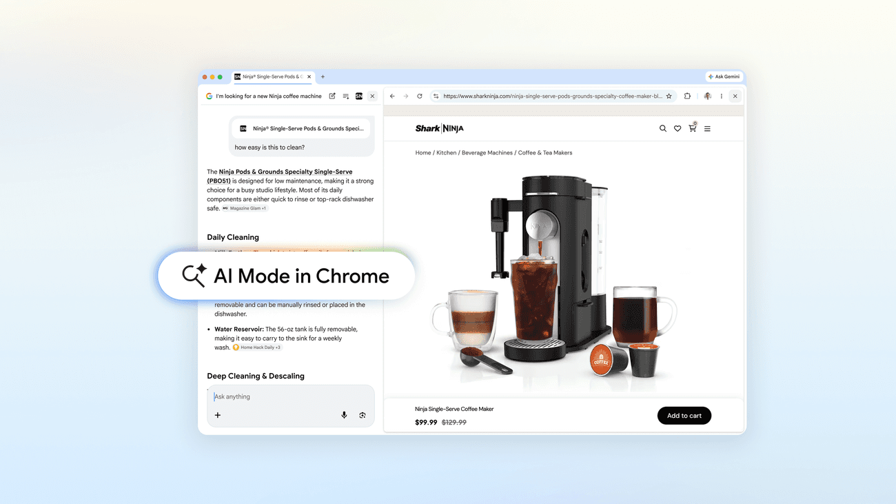 Google wprowadza AI Mode w Chrome - przeglądanie internetu bez przełączania kart